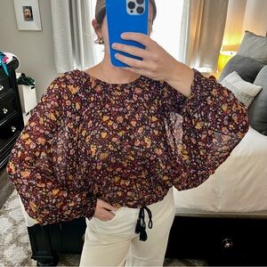 Anthropologie “Pauline” Floral Balloon Long-Sleeve Blouse